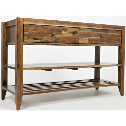 Beacon Street Sofa Table in Warm Wood Finish w/ Slatted Shelf